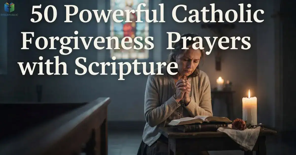 Catholic Forgiveness Prayers with Scriptures showing Bible, prayer, mercy, and God's healing grace