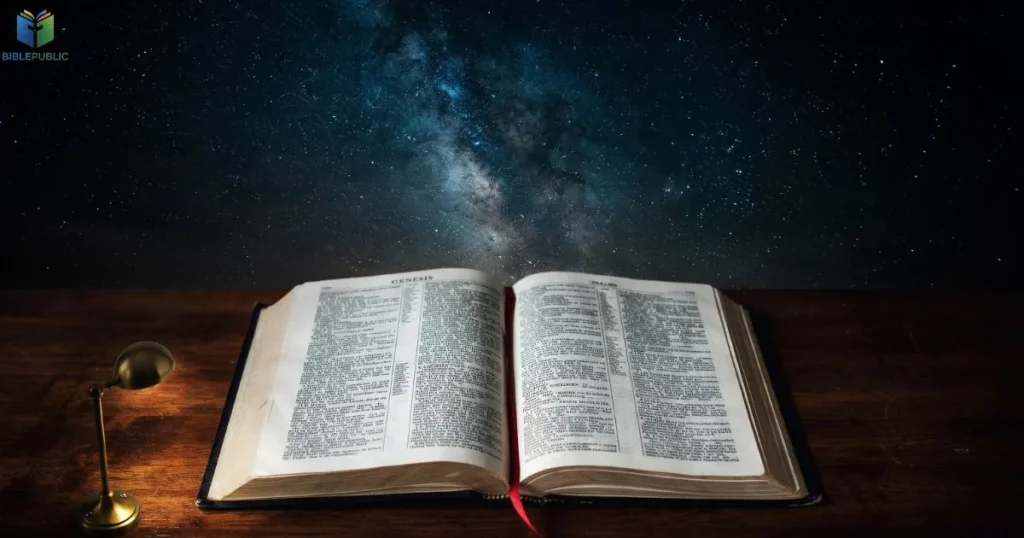 The Firmament in Genesis with key Bible verses about heaven, creation, and God's glory