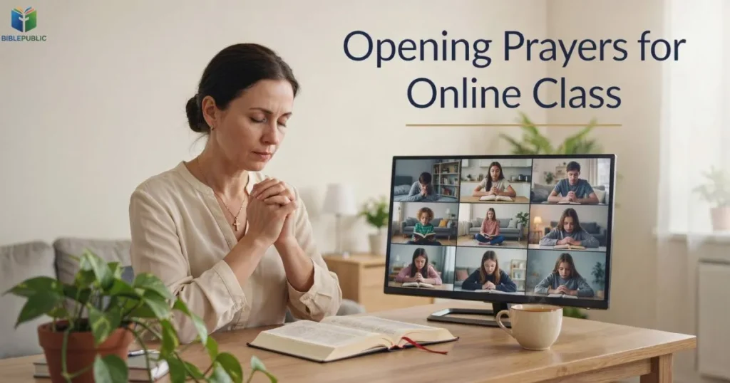 Opening Prayers for Online Class led by a teacher with students on video call