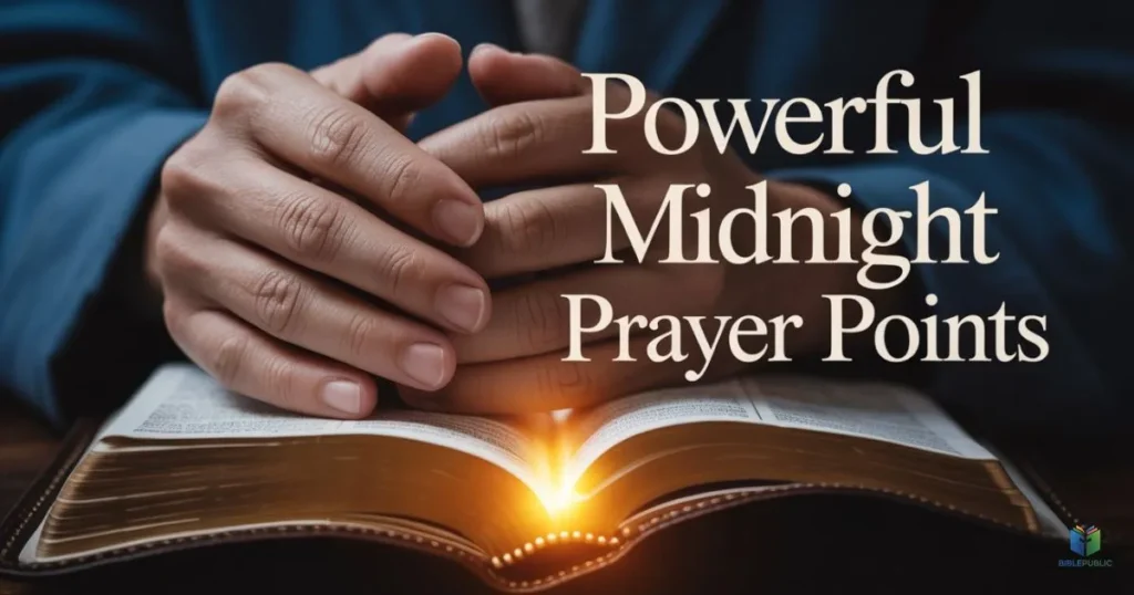 Worshipper praying at midnight reflecting powerful midnight prayer points for breakthrough and protection