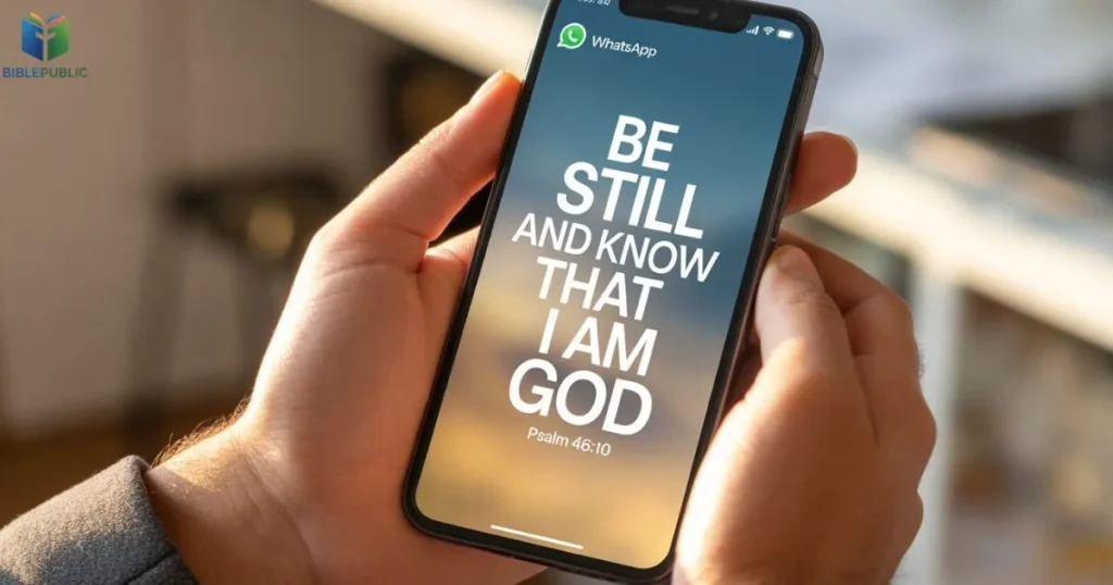 Person viewing Bible Verses for WhatsApp DP for daily inspiration and spiritual encouragement message