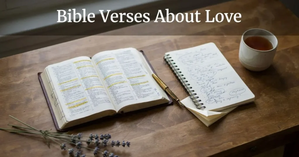 Bible Verses About Love highlighted in Scripture for faith, encouragement, hope, and devotion