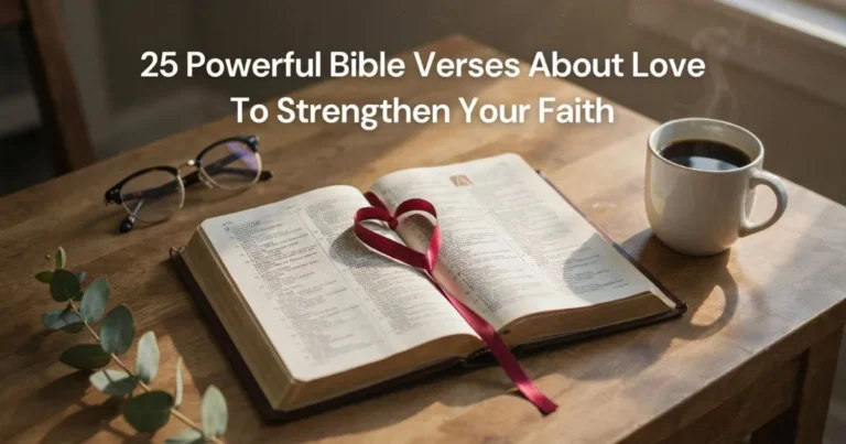 Bible Verses About Love in an open Bible inspiring faith, hope, devotion, and spiritual growth