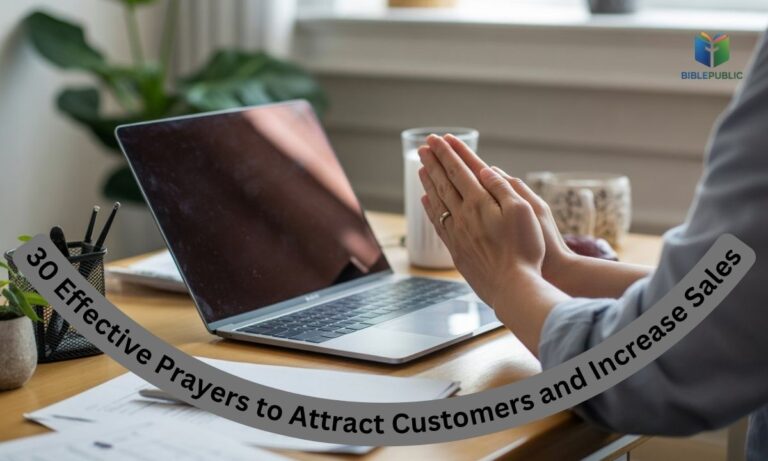 Business owner praying for success and customer growth, representing prayers to attract customers and increase sales.