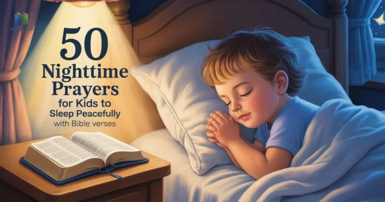 Peaceful child sleeping with Bible and nighttime prayers for kids to sleep peacefully and calmly