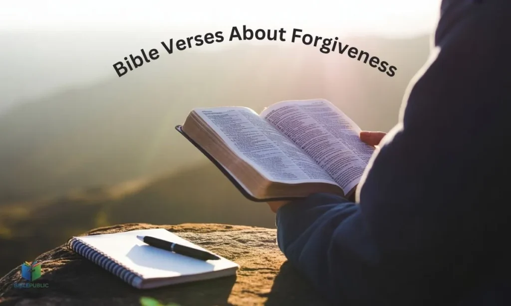 Person reading Bible at sunrise, reflecting on 20 powerful verses about forgiveness and spiritual healing.