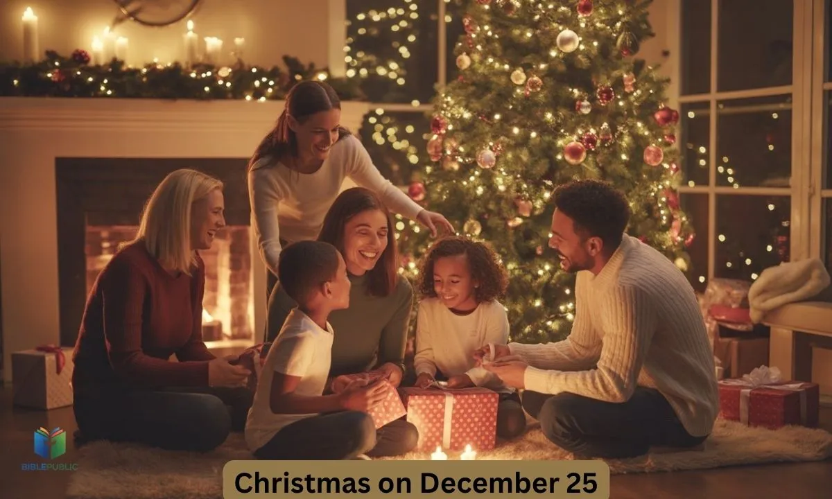 People celebrating Christmas together, symbolizing the importance and meaning of December 25.