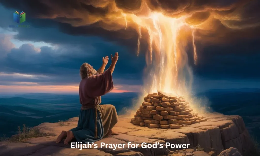 Elijah praying boldly for God’s power, one of the Most Powerful Prayers in the Bible.