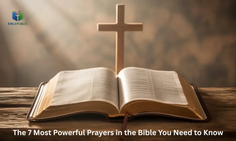 Open Bible with a cross, representing the 7 Most Powerful Prayers in the Bible.