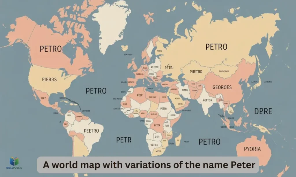 World map showing different cultural and linguistic variations of the name Peter.