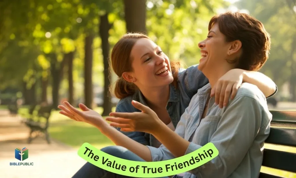 Two friends smiling and laughing together, symbolizing the value of true friendship.