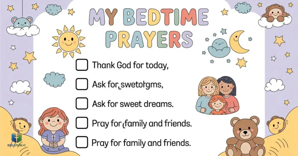 Printable bedtime prayer chart for kids to create loving, peaceful nighttime routines