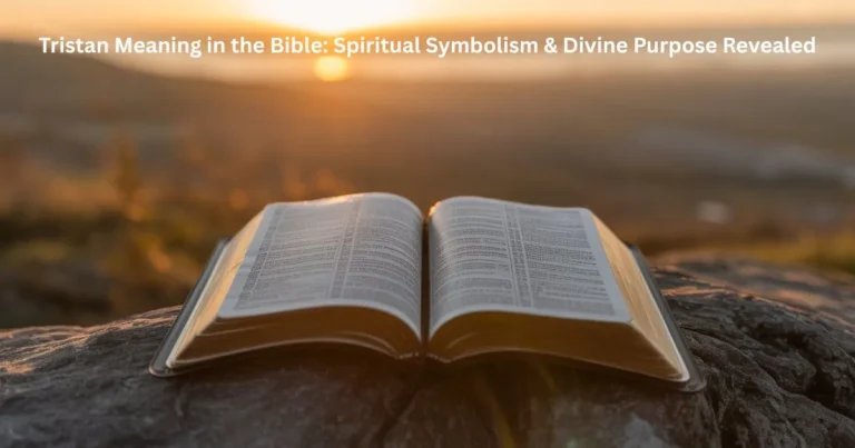Open Bible with sunrise light representing Tristan meaning in the Bible and spiritual transformation from sorrow to joy