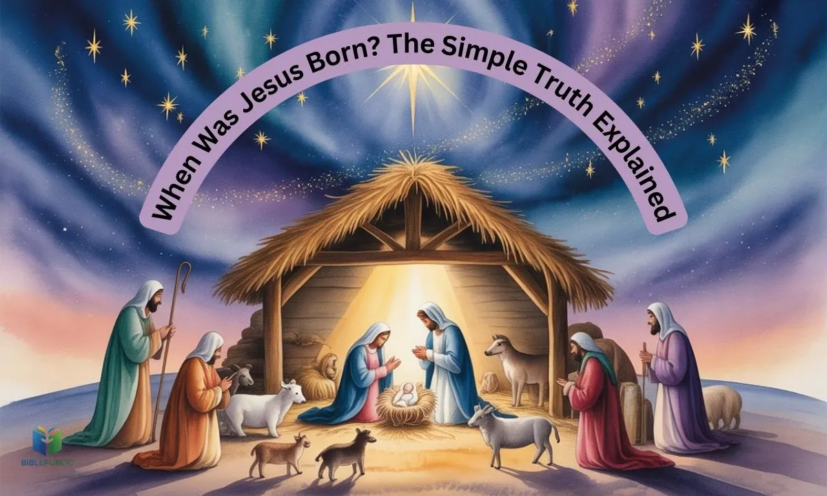 Artistic Nativity scene under a bright star representing the question of when Jesus was truly born