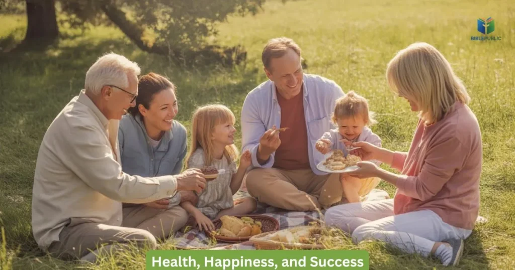 Health Happiness and Success New Year quote with family wellness image
