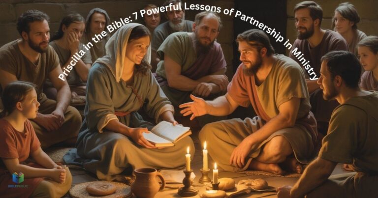 Priscilla in the Bible teaching with Aquila, showing partnership, faith, and early church ministry