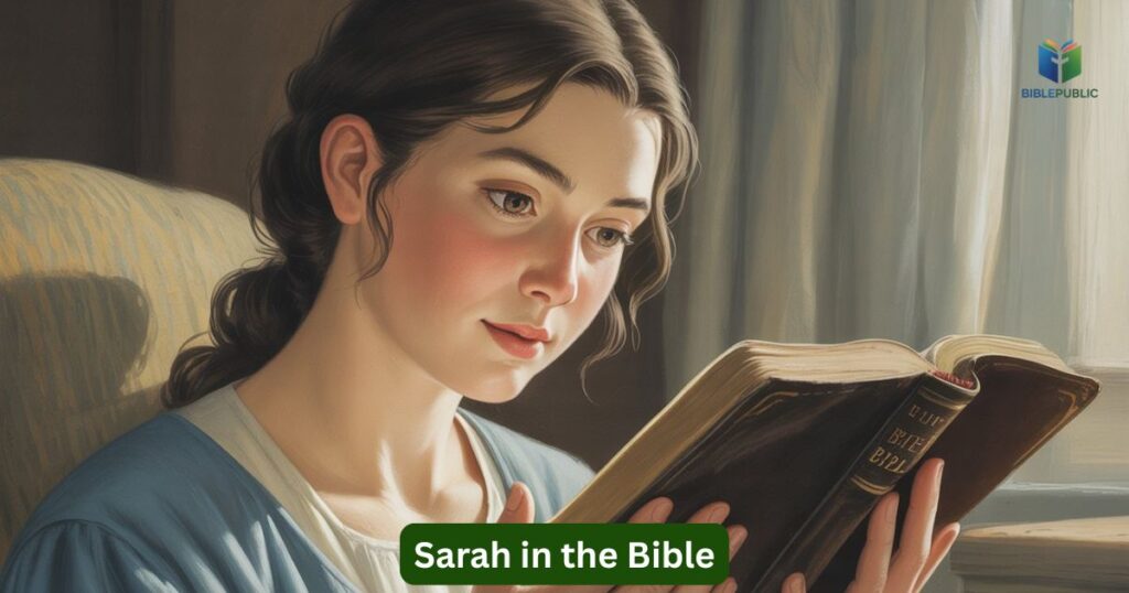 Sarah in the Bible praying and reflecting, representing faith, devotion, and biblical legacy.
