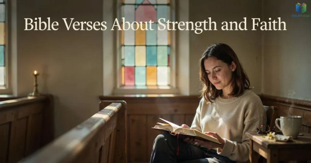 Bible verses about strength and faith teaching God's promises, spiritual growth, and biblical encouragement