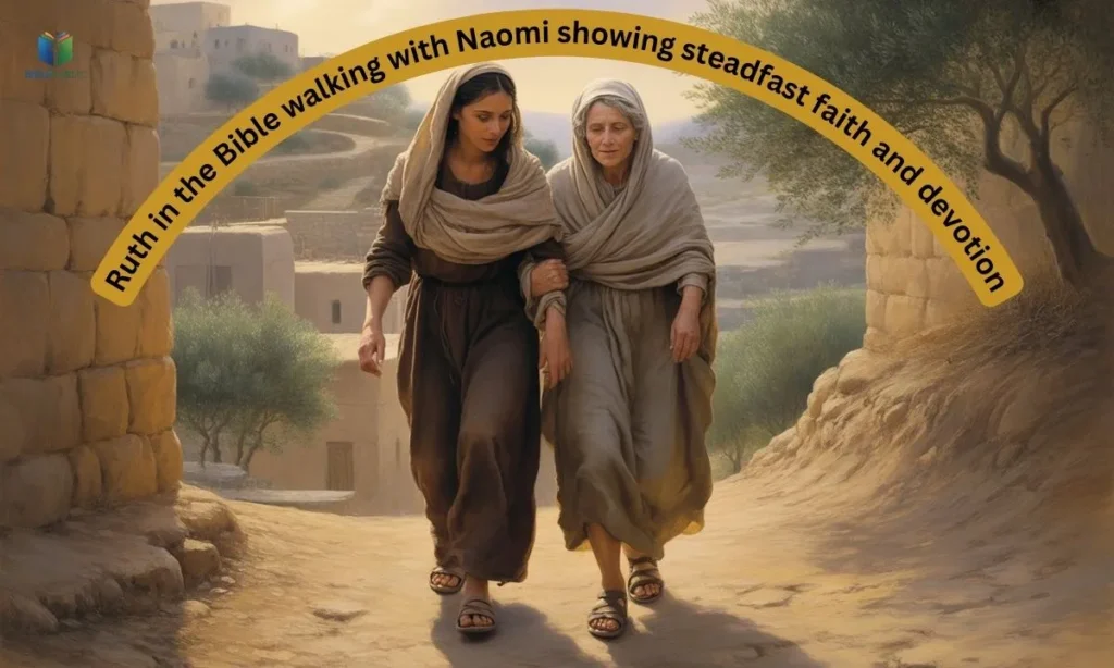 Ruth in the Bible walking with Naomi showing steadfast faith and devotion