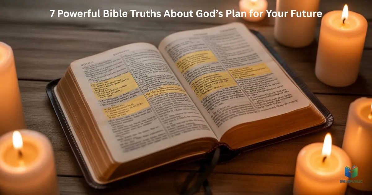 Open Bible showing 7 Bible truths about God’s plan for your future with faith and spiritual insight.