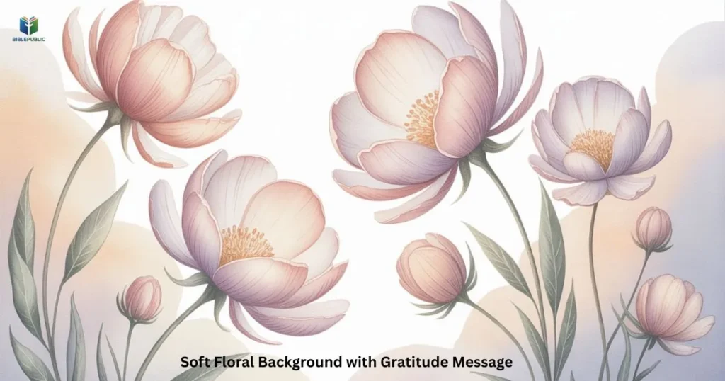 Happy New Year image with soft floral background and gratitude message inspiring positivity