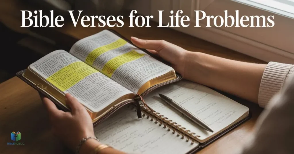 Hands holding Bible illustrating how Bible verses for life problems bring hope and clarity.