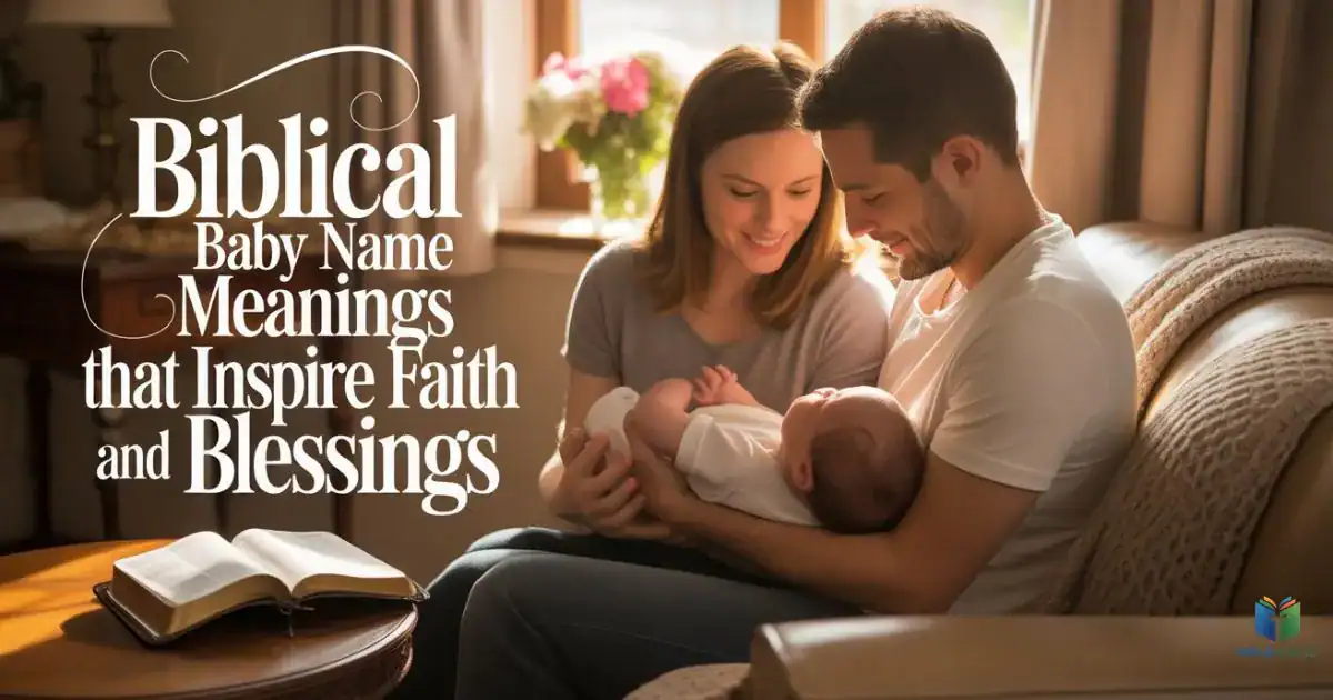 Biblical baby name meanings that inspire faith and blessings, showing parents connecting scripture to their child