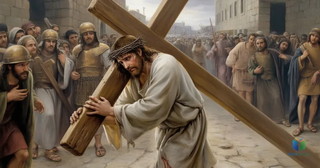 What is Good Friday in the Bible depicting Jesus carrying the cross, redemption, and atonement