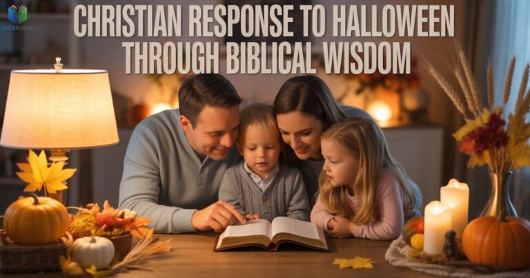 Christian response to Halloween through biblical wisdom family reading Bible autumn light