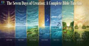 The Seven Days of Creation Bible timeline showing God's creation week from Genesis 1 to 2