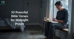 Bible Verses for Midnight Prayer with an open Bible and quiet nighttime prayer