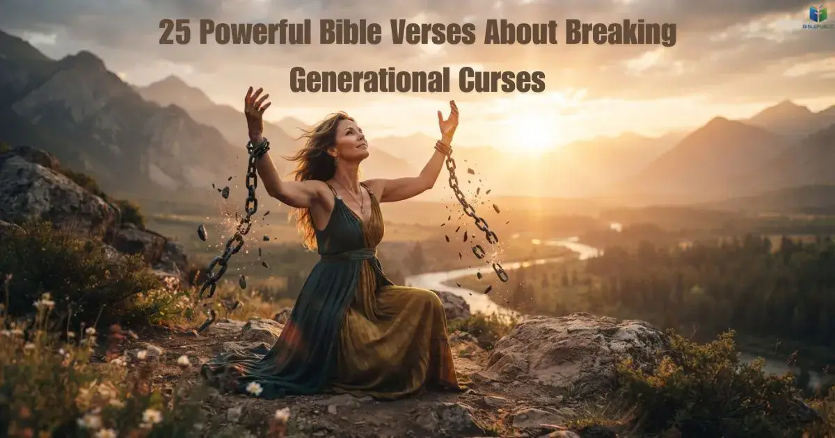 Open Bible beside a praying family, illustrating Bible Verses About Breaking Generational Curses.