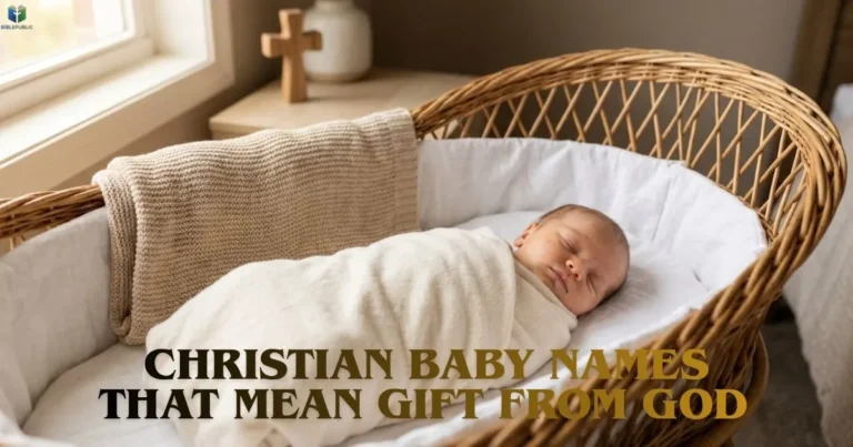 Christian baby names that mean gift from God, represented by a peacefully sleeping newborn.