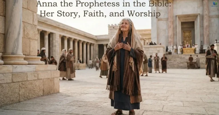 Anna the Prophetess in the Bible represented as an elderly woman in the Jerusalem temple.