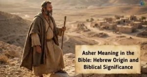 Asher Meaning in the Bible illustrated by an ancient Israelite man in biblical clothing.