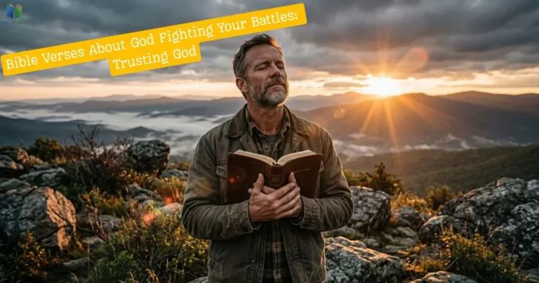 Bible Verses About God Fighting Your Battles, a man holding a Bible at sunrise