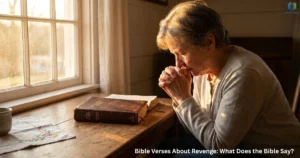 Open Bible with prayerful reflection on Bible Verses About Revenge and forgiveness