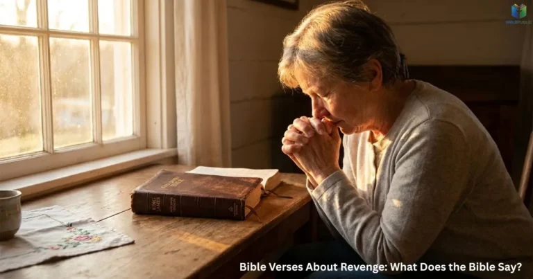 Open Bible with prayerful reflection on Bible Verses About Revenge and forgiveness