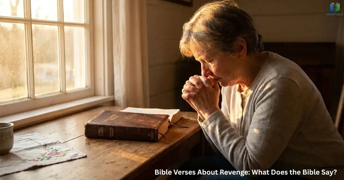 Open Bible with prayerful reflection on Bible Verses About Revenge and forgiveness