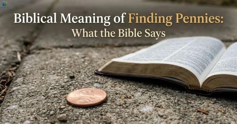 Biblical Meaning of Finding Pennies shown through a modern penny beside an open Bible.