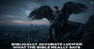 Biblically Accurate Lucifer represented by a symbolic angel silhouette in light and shadow.