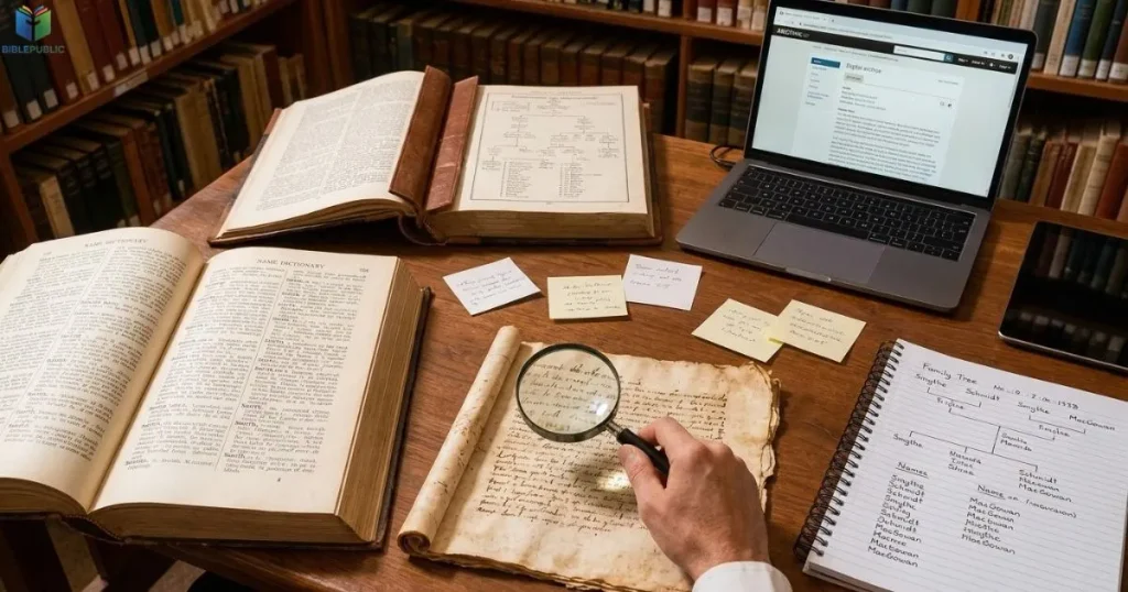 Name dictionaries and historical notes used to research the origins of personal names.
