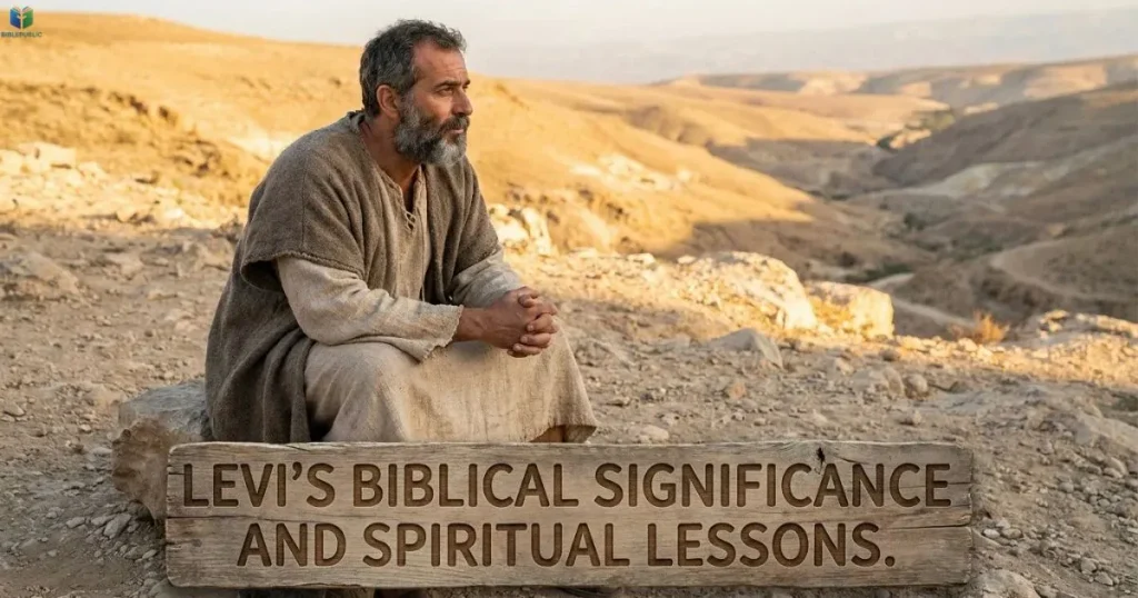 An ancient Israelite man reflecting at sunrise, symbolizing responsibility and lessons from Levi’s story.