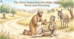 The Good Samaritan for Kids: a traveler helps an injured man on an ancient road.