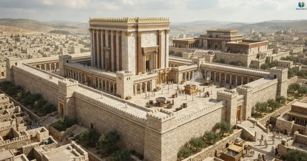 Reconstruction of Solomon’s Temple in Jerusalem, the central place of worship built during his reign.