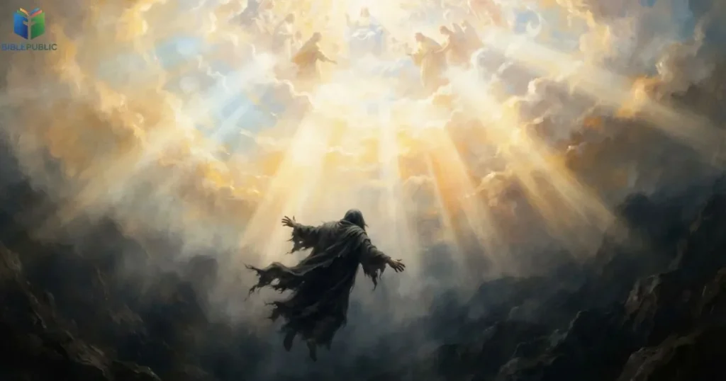 Symbolic scene representing God's authority and the judgment of rebellious angels.
