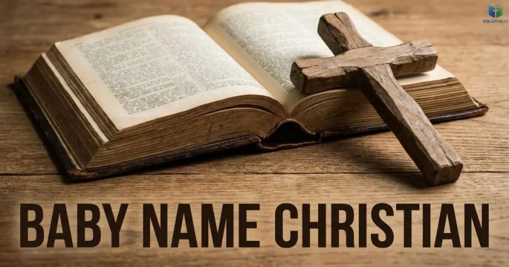  An open Bible and wooden cross representing the biblical roots of Christian naming traditions.