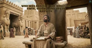 Daniel in ancient Babylon, representing who Daniel was in the Bible and his faithful life in exile.