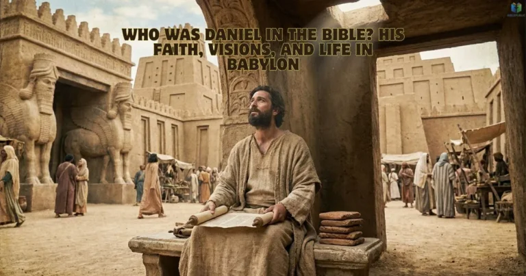 Daniel in ancient Babylon, representing who Daniel was in the Bible and his faithful life in exile.